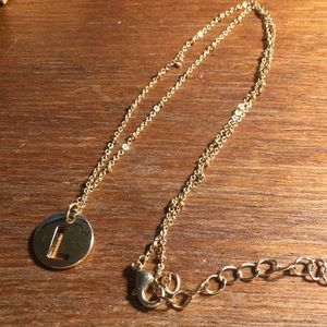 Name Necklace L on Pendant with Goldtone Chain
